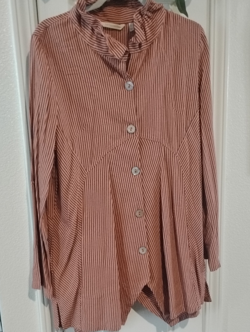 Soft Surroundings Rust and White Striped Button-Front Tunic